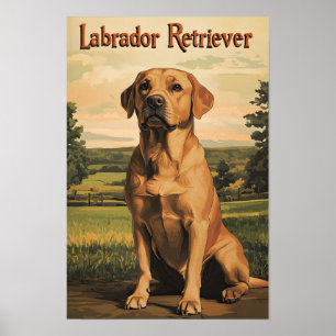 Labrador Retriever Hond Vintage Kunst Poster