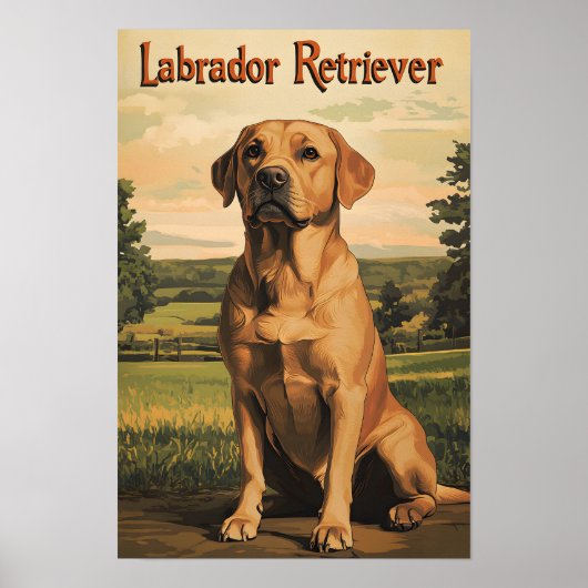 Labrador Retriever Hond Vintage Kunst Poster (Voorkant)