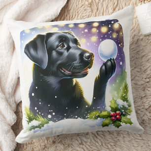 Labrador Retriever Hond Winter Sneeuw Kerstmis Kussen