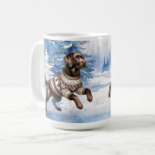 Labrador Retriever Hond Winter Vakantie Kerstmis Koffiemok (Voorkant links)