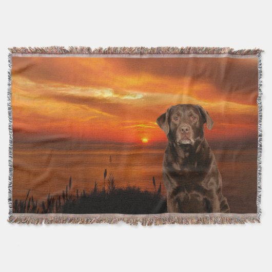 Labrador Retriever Hond Zonsondergang Gooi Deken (Voorkant)