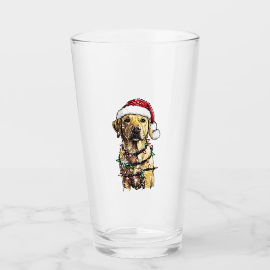 Labrador Retriever Honden Boom Kerstmuts Xma Glas (Voorkant)
