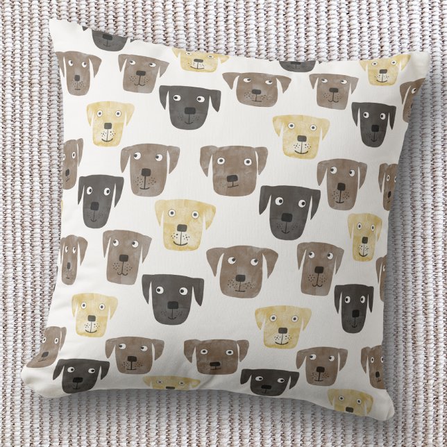 Labrador Retriever Honden Kussen (Fun Labrador retriever dog pattern throw pillow)