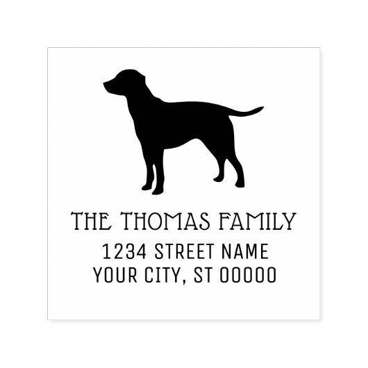 Labrador Retriever Honden Silhouet Naam Adres Zelfinktende Stempel (Design)