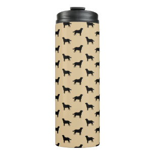 Labrador Retriever Honden Silhouetten Patroon Beig Thermosbeker