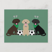 Labrador Retriever Honden Spelen Voetbal Briefkaart (Voorkant)