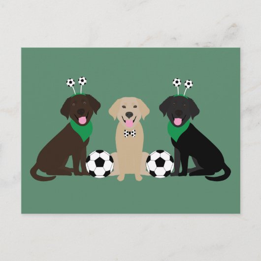 Labrador Retriever Honden Spelen Voetbal Briefkaart (Voorkant)