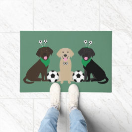 Labrador Retriever Honden Spelen Voetbal Deurmat
