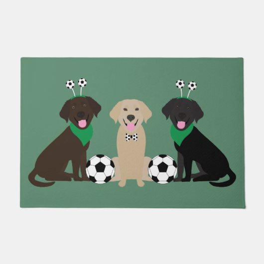 Labrador Retriever Honden Spelen Voetbal Deurmat (Voorkant)