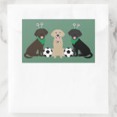 Labrador Retriever Honden Spelen Voetbal Rechthoekige Sticker (Tas)