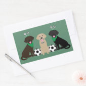 Labrador Retriever Honden Spelen Voetbal Rechthoekige Sticker (Envelop)