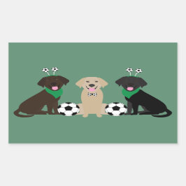 Labrador Retriever Honden Spelen Voetbal Rechthoekige Sticker