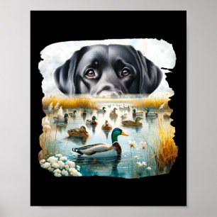 Labrador Retriever Honden US Vlag Eend Jager Poster