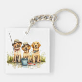 Labrador Retriever Honden Vissen Sleutelhanger (Achterkant)