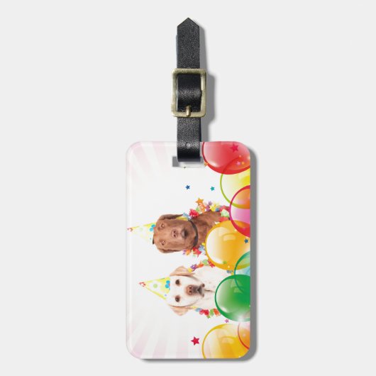 Labrador Retriever Hondenballonnen Verjaardag Bagagelabel (Voorkant verticaal)