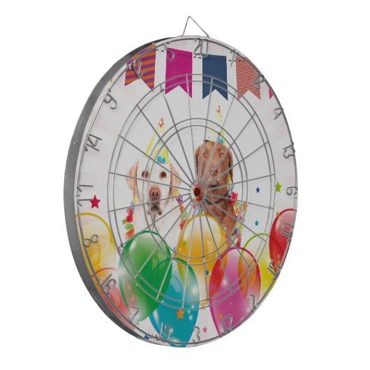 Labrador Retriever Hondenballonnen Verjaardag Dartbord (Voorkant Links)