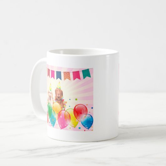 Labrador Retriever Hondenballonnen Verjaardag Koffiemok (Voorkant links)