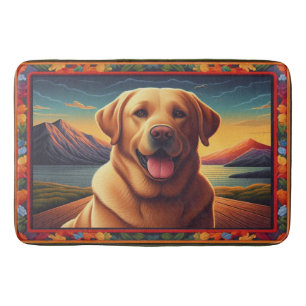 Labrador Retriever Hondenlandschap Bloemen decorat Badmat