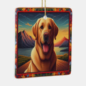 Labrador Retriever Hondenlandschap Bloemen decorat Keramisch Ornament (Rechts)