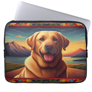 Labrador Retriever Hondenlandschap Bloemen decorat Laptop Sleeve