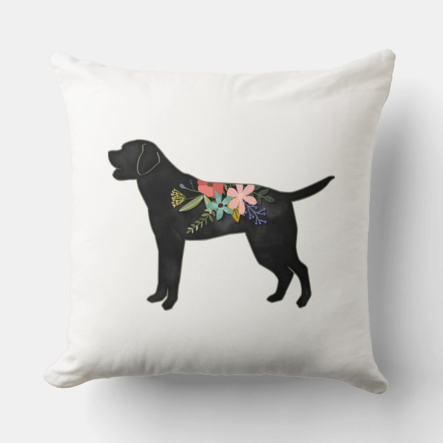Labrador Retriever Hondenras Bohemian Floral Kussen (Voorkant)