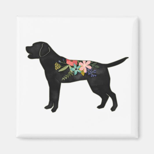 Labrador Retriever Hondenras Bohemian Floral Magneet (Voorkant)