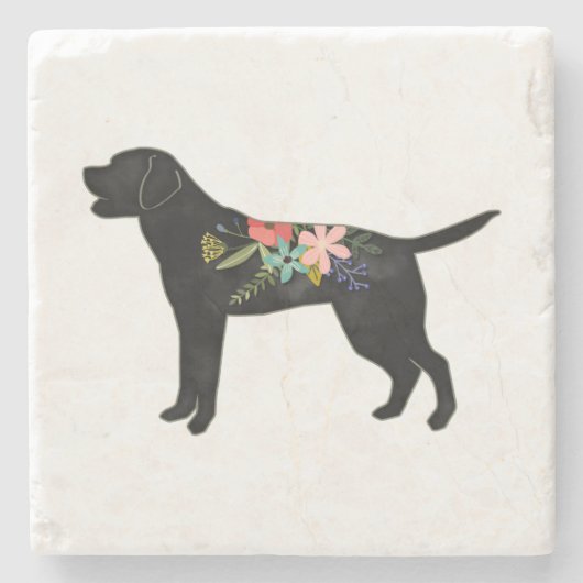 Labrador Retriever Hondenras Bohemian Floral Stenen Onderzetter (Voorkant)