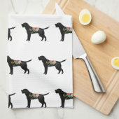 Labrador Retriever Hondenras Bohemian Floral Theedoek (Quarter Fold)