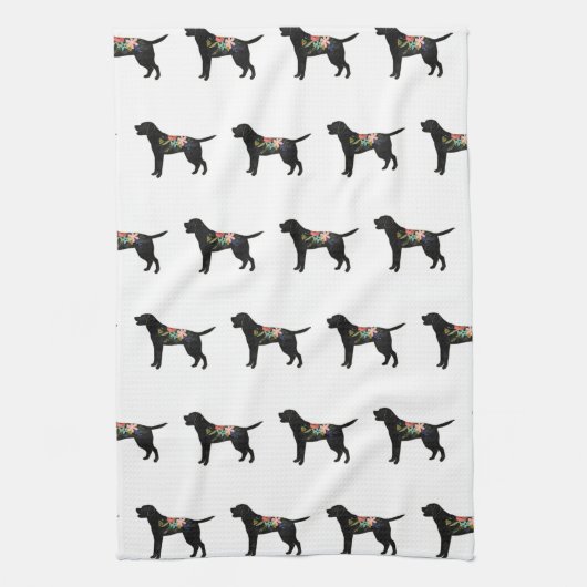 Labrador Retriever Hondenras Bohemian Floral Theedoek (Verticaal)