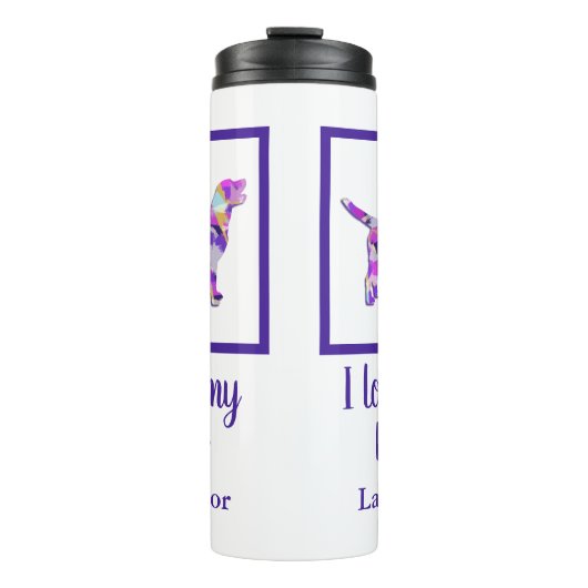 Labrador Retriever Hondensilhouet Paarse PY&B Thermosbeker (Voorkant)