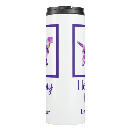 Labrador Retriever Hondensilhouet Paarse PY&B Thermosbeker (Achterkant)