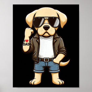 Labrador Retriever I Love Dad Funny Dog Tattoo Poster