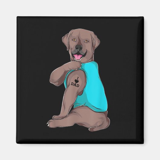 Labrador Retriever I Love Dad Tattoo Kleding, Dog Magneet (Voorkant)