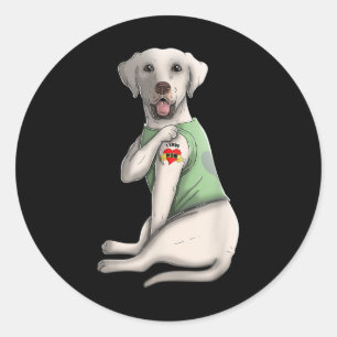 Labrador Retriever I Love Mom Tattoo Dog Funny Mot Ronde Sticker