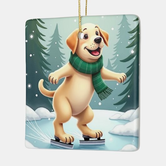 Labrador Retriever Ice Skating Christmas Painting Keramisch Ornament (Links)