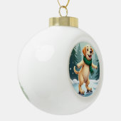 Labrador Retriever Ice Skating Christmas Painting Keramische Bal Ornament (Links)