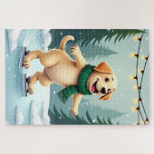 Labrador Retriever Ice Skating Christmas Painting Legpuzzel (Horizontaal)