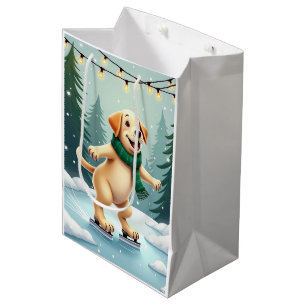 Labrador Retriever IJsschaatsen Kerstschilderij Medium Cadeauzakje