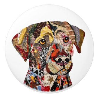 Labrador Retriever in gemengde techniek  Keramische Knop