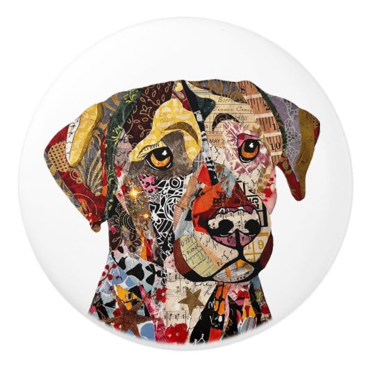 Labrador Retriever in gemengde techniek  Keramische Knop (Voorkant)