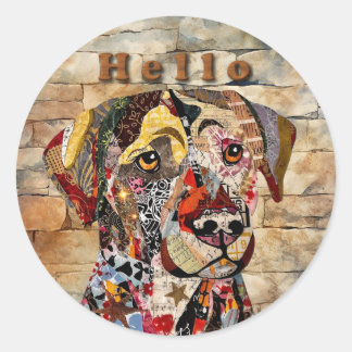 Labrador Retriever in gemengde techniek  Ronde Sticker