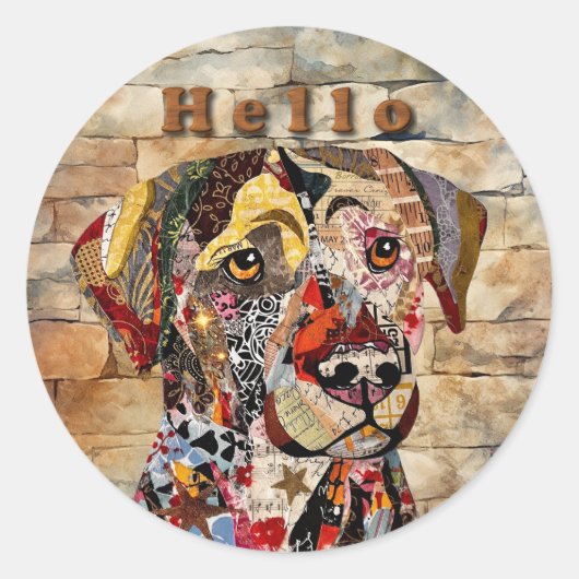 Labrador Retriever in gemengde techniek Ronde Sticker (Voorkant)