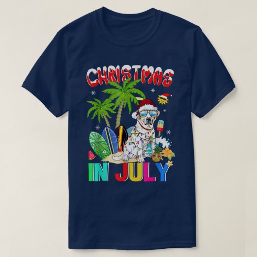 Labrador Retriever in Santa Hat Kerstmis in juli T-shirt (Design voorkant)