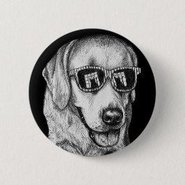 Labrador Retriever in schaduwen met kat reflectie Ronde Button 5,7 Cm