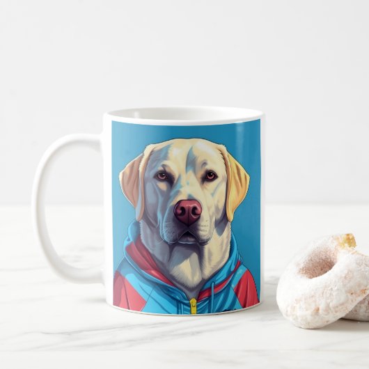 Labrador retriever in trainingspak koffie mok (Met donut)