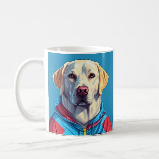 Labrador retriever in trainingspak koffie mok (Links)