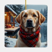Labrador Retriever Kerst Kunst Keramisch Ornament (Achterkant)