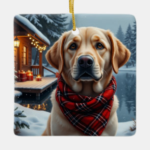 Labrador Retriever Kerst Kunst Keramisch Ornament