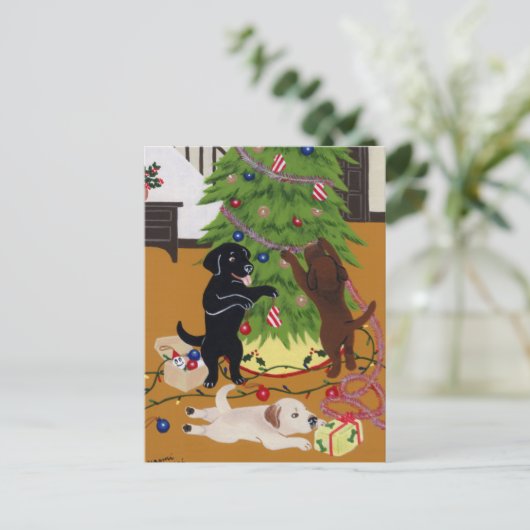 Labrador Retriever kerstboom Feestdagenkaart (Staand voorkant)