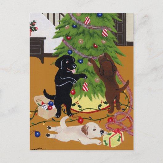 Labrador Retriever kerstboom Feestdagenkaart (Voorkant)